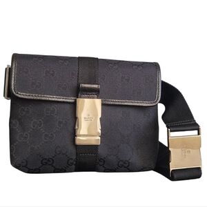 Gucci GG Canvas Belt Bag Waist Crossbody Fanny Pack Black 131236